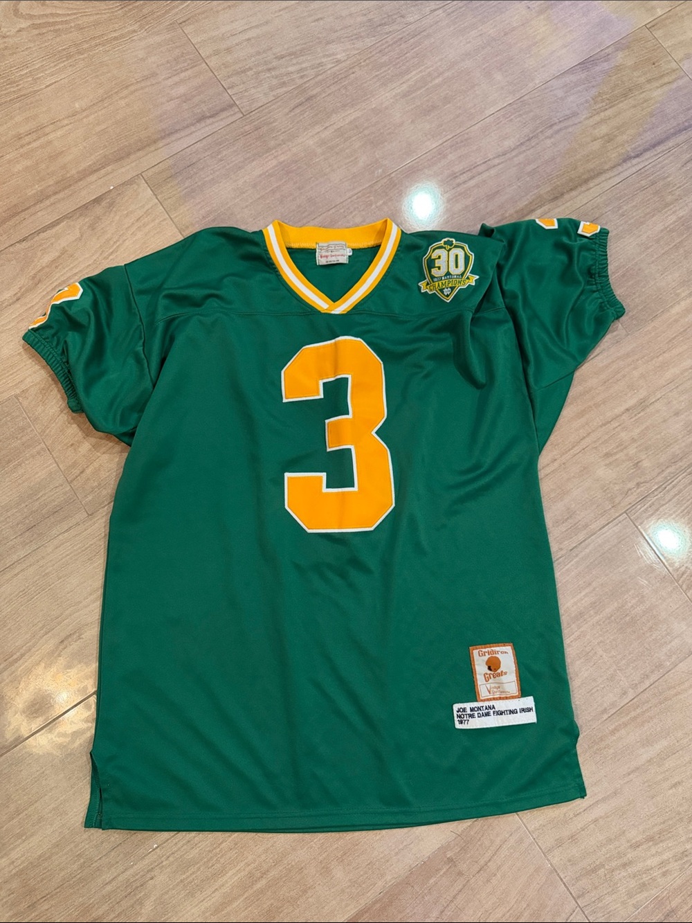 Joe Montana Green & Gold Number 3 Football Jersey